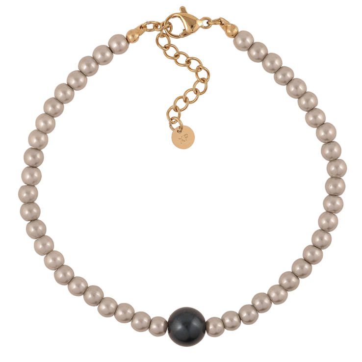 Браслет Xuping ТТМ Stainless Steel колір 14К «Сіро-чорні намистини» з дод.ланцюгом 19-22.5см х 4мм фото №8 Браслет Xuping ТТМ Stainless Steel колір 14К «Сіро-чорні намистини» з дод.ланцюгом 19-22.5см х 4мм фото №8