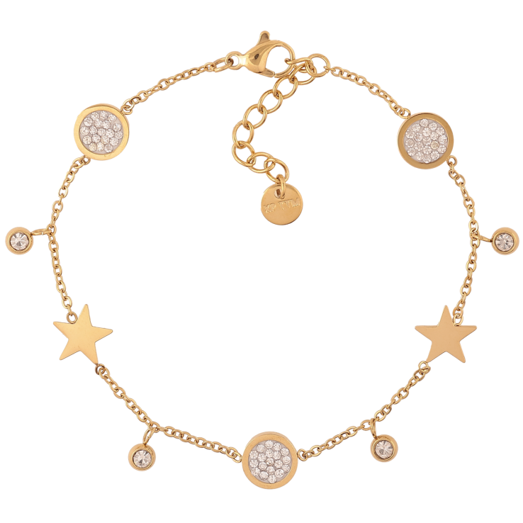 Браслет Xuping ТТМ Stainless Steel колір 14К «Ланцюжок зі вставками та підвісками» з доп.ланцюгом 18-21см х 1.5мм фото №13 Браслет Xuping ТТМ Stainless Steel колір 14К «Ланцюжок зі вставками та підвісками» з доп.ланцюгом 18-21см х 1.5мм фото №13