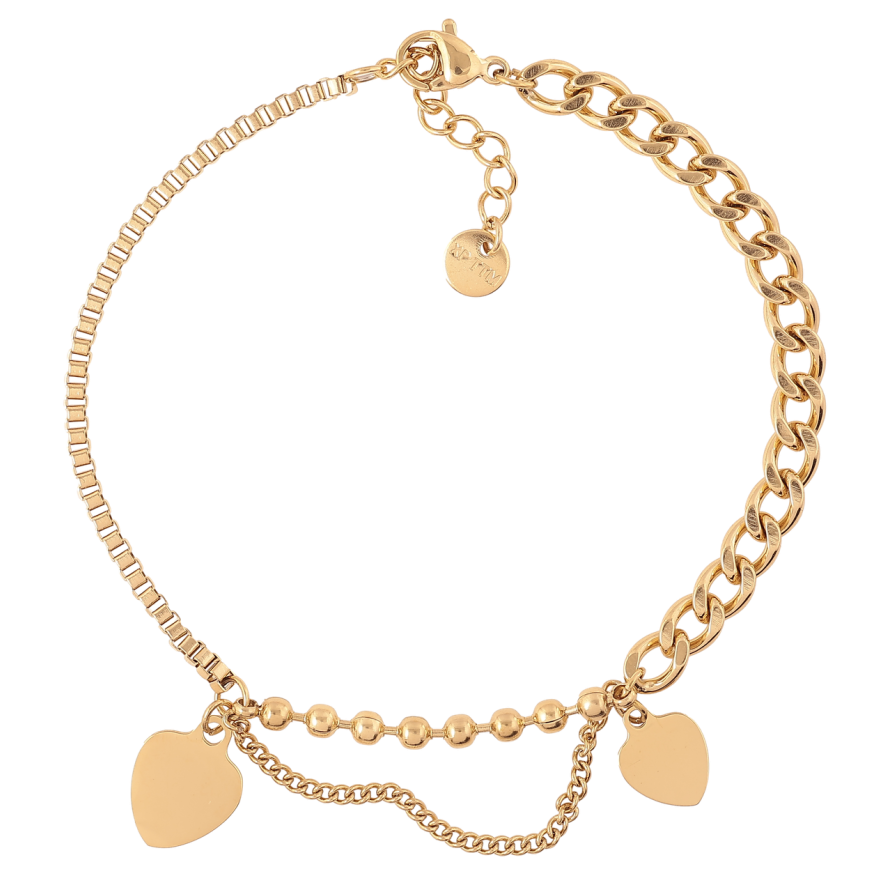 Браслет Xuping ТТМ Stainless Steel цвет 14К Комбинированная цепочка с подвесками с доп.цеп 19.5-22см х 2-5мм фото №1