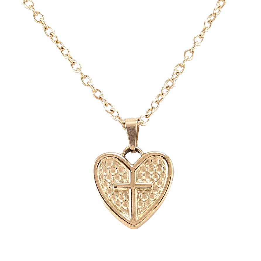 Кулон на цепочке Xuping ТТМ Stainless Steel цвет 14K Сердечко с Крестиком длина 43-49см х 2мм фото №1 Кулон на цепочке Xuping ТТМ Stainless Steel цвет 14K Сердечко с Крестиком длина 43-49см х 2мм фото №1