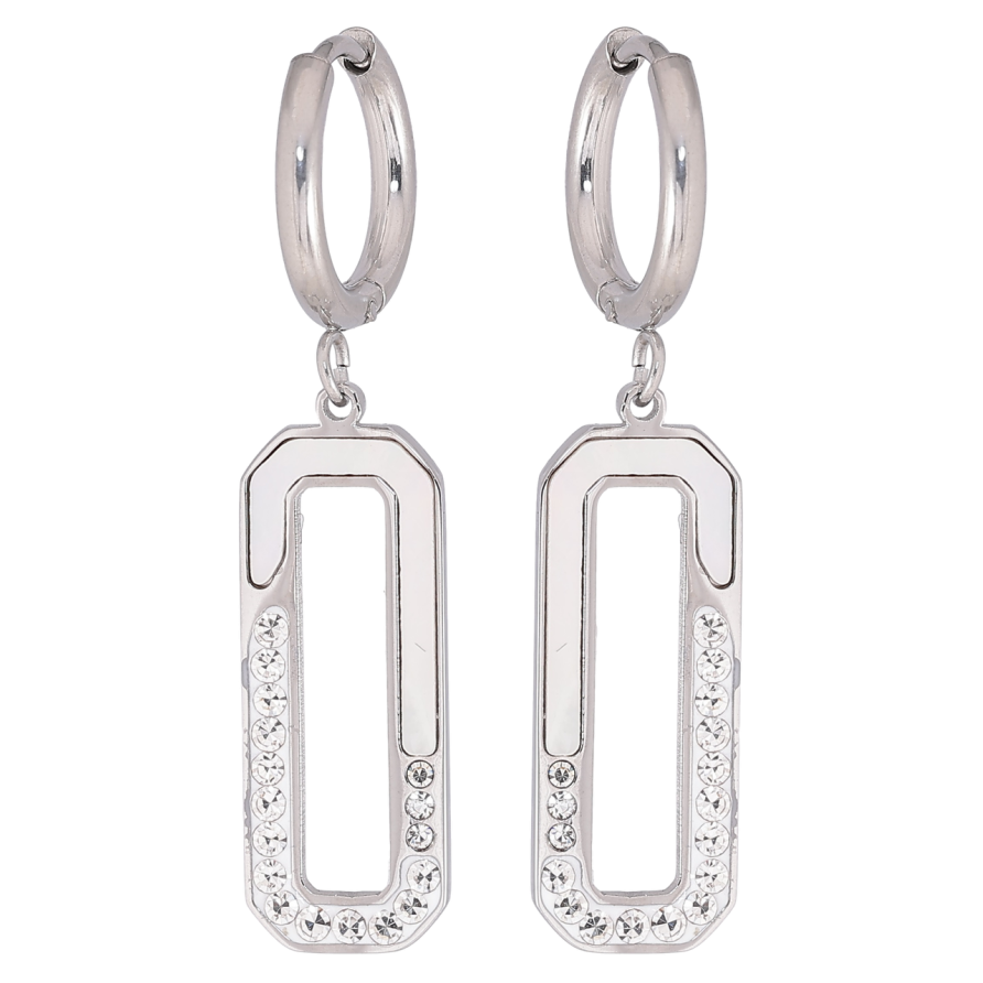 Сережки Xuping TTM Stainless Steel колір Родій підвіски на колечках «Перламутрові вставки та цирконій» фото №1 Сережки Xuping TTM Stainless Steel колір Родій підвіски на колечках «Перламутрові вставки та цирконій» фото №1