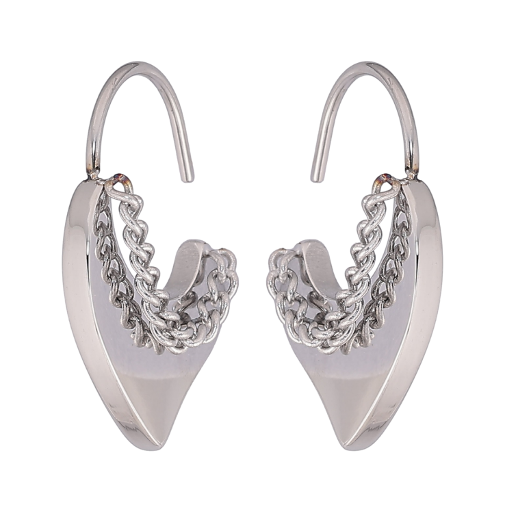 Серьги Xuping TTM Stainless Steel цвет Родий французский замок Декоративные сердечки с цепочками фото №9