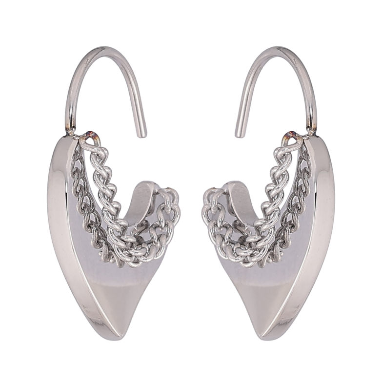 Серьги Xuping TTM Stainless Steel цвет Родий французский замок Декоративные сердечки с цепочками фото №1