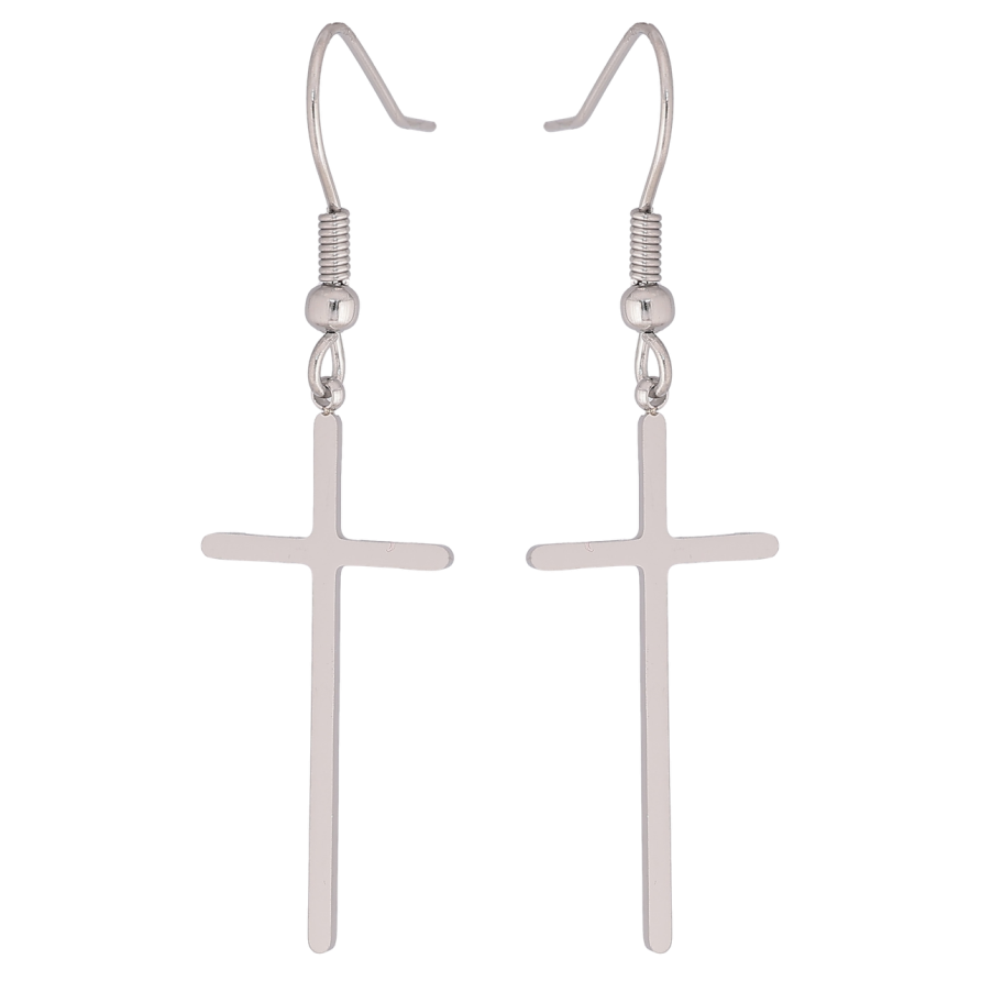 Серьги Xuping TTM Stainless Steel цвет Родий французский замок Крестики фото №1