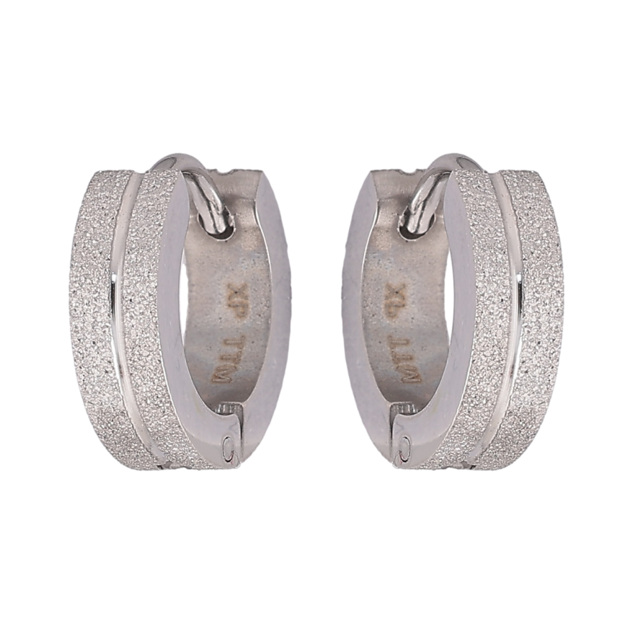 Серьги Xuping TTM Stainless Steel цвет Родий колечки Узор с шагренью фото №1