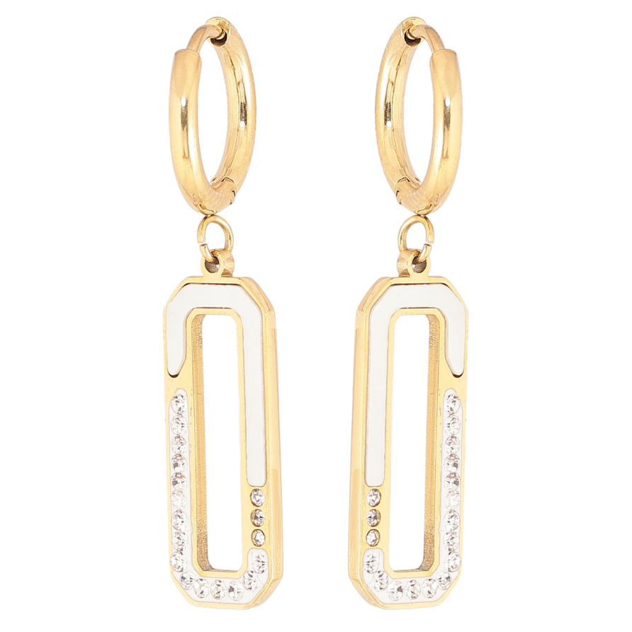 Сережки Xuping TTM Stainless Steel колір 14К підвіски на колечках «Перламутрові вставки з цирконієм» фото №1 Сережки Xuping TTM Stainless Steel колір 14К підвіски на колечках «Перламутрові вставки з цирконієм» фото №1