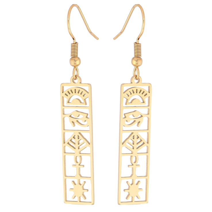 Серьги Xuping TTM Stainless Steel цвет 14К французский замок Подвески с египетскими иероглифами фото №12