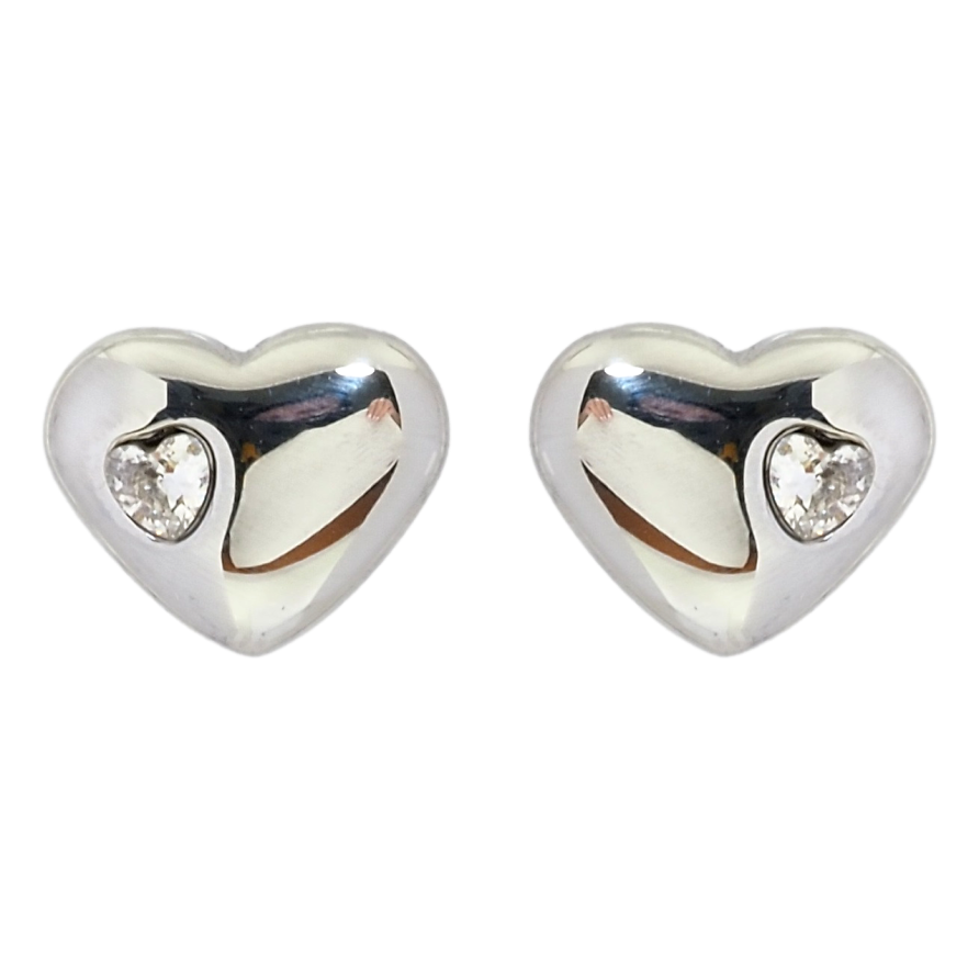 Серьги Xuping TTM Stainless Steel цвет Родий пусеты Сердечки с кристаллами фото №1