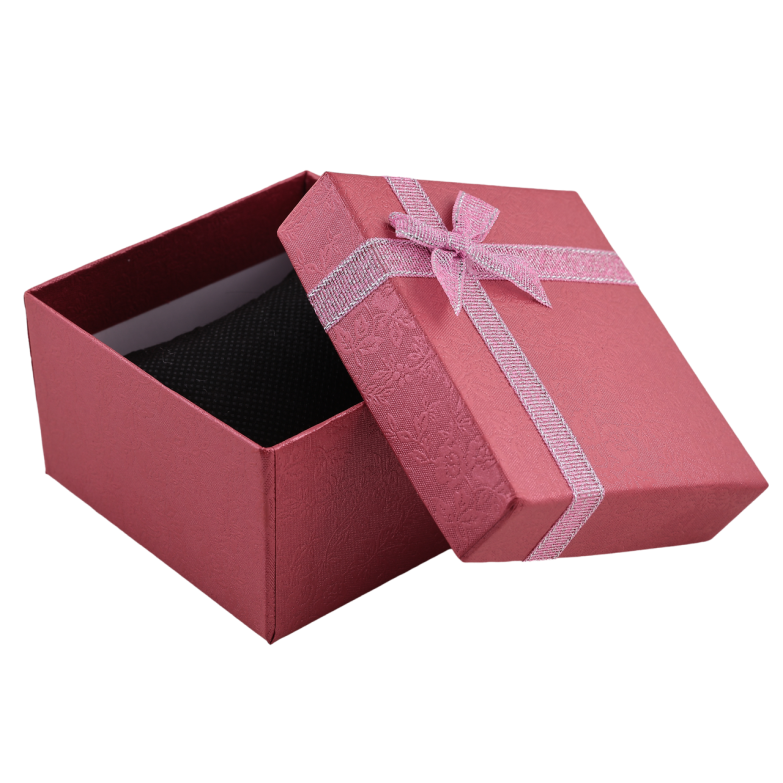 УЦЕНКА! Есть вмятины Подарочная коробка вишневая с бантом Универсальная с подушечкой (Браслет, Часы) Размер 9х9см, h= 5.5см фото №5