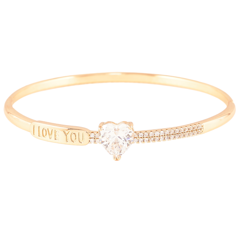 Браслет Xuping Позолота 18K «Кришталеве сердечко з написом I Love You» ø 6см фото №1