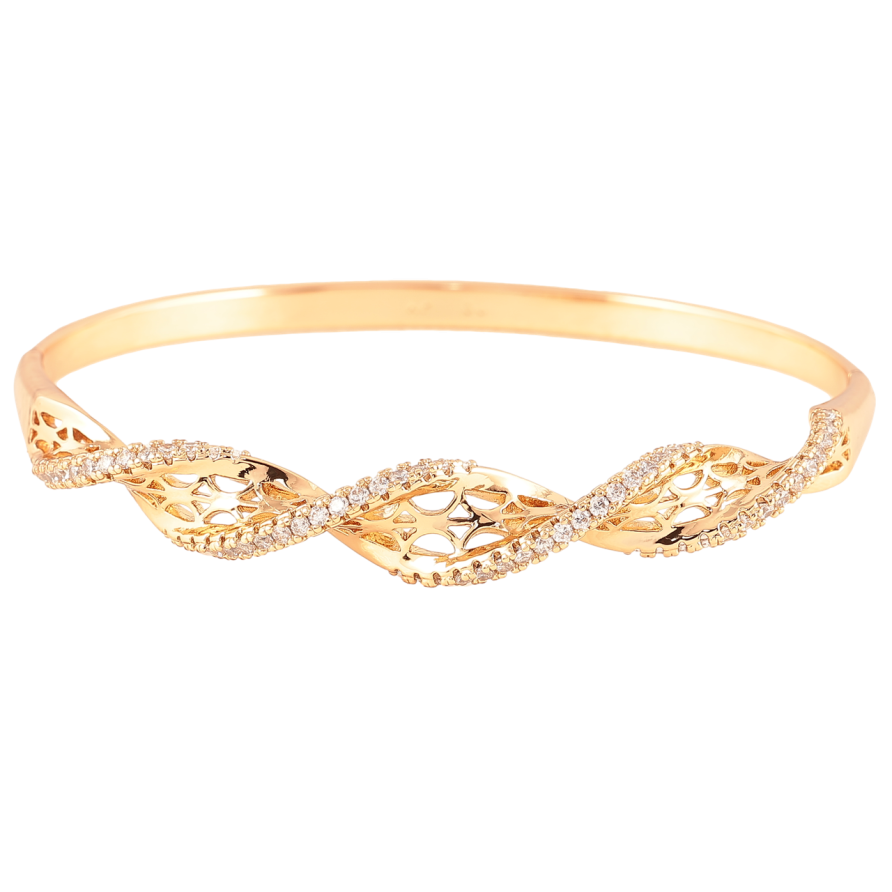 Браслет Xuping Позолота 18K Резной узор с цирконием ø 6см фото №1 Браслет Xuping Позолота 18K Резной узор с цирконием ø 6см фото №1