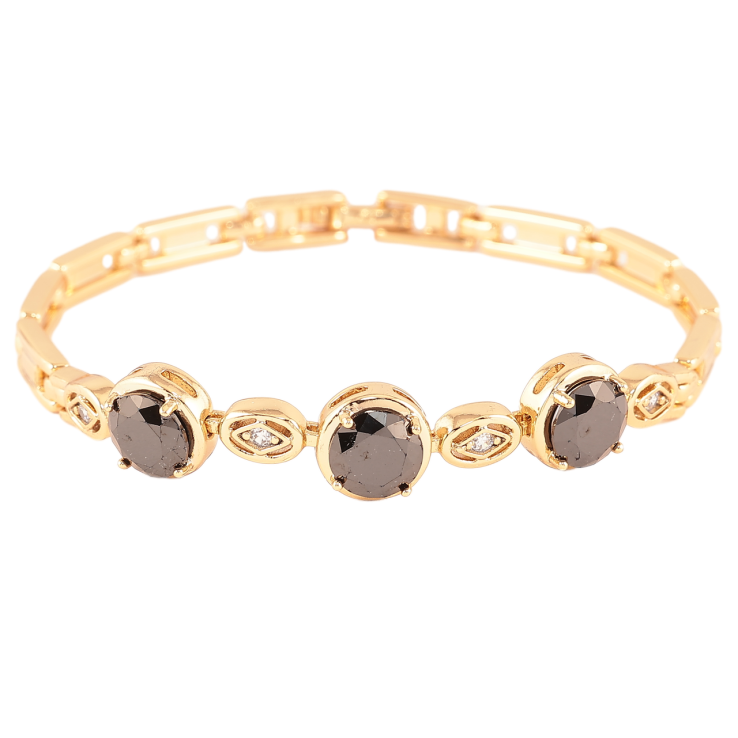 Браслет Xuping Позолота 18K Узор с тремя черными фианитами длинна 17см фото №8