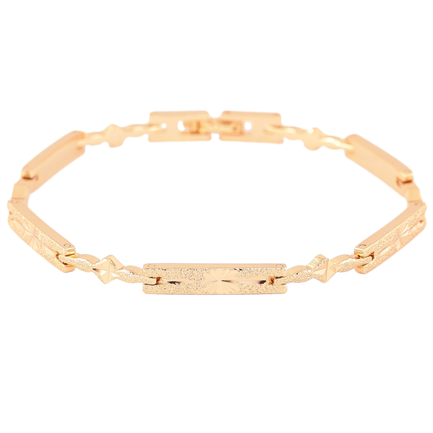 Браслет Xuping Позолота 18K Звенья с узором шагренью длинна 19см фото №1