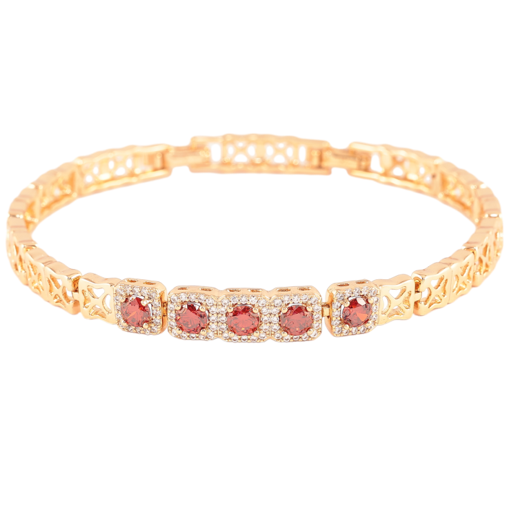 Браслет Xuping Позолота 18K Узор с красными фианитами в обрамлении циркония длинна с доп. замком 17.5,19.5см фото №17