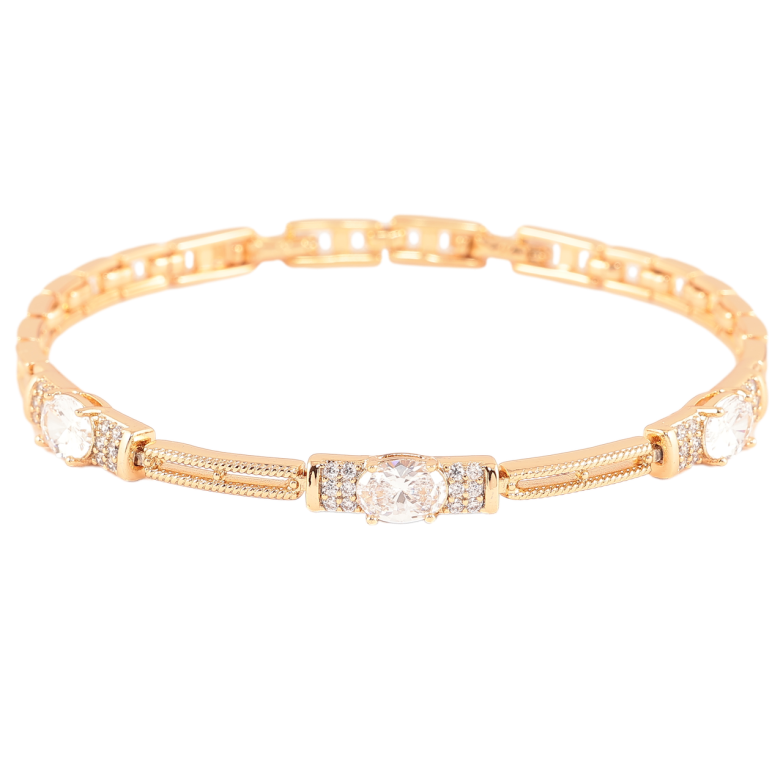 Браслет Xuping Позолота 18K «Візерунок з інкрустацією цирконієм і фіанітами» довжина з доп. замком 17,19см фото №1 Браслет Xuping Позолота 18K «Візерунок з інкрустацією цирконієм і фіанітами» довжина з доп. замком 17,19см фото №1