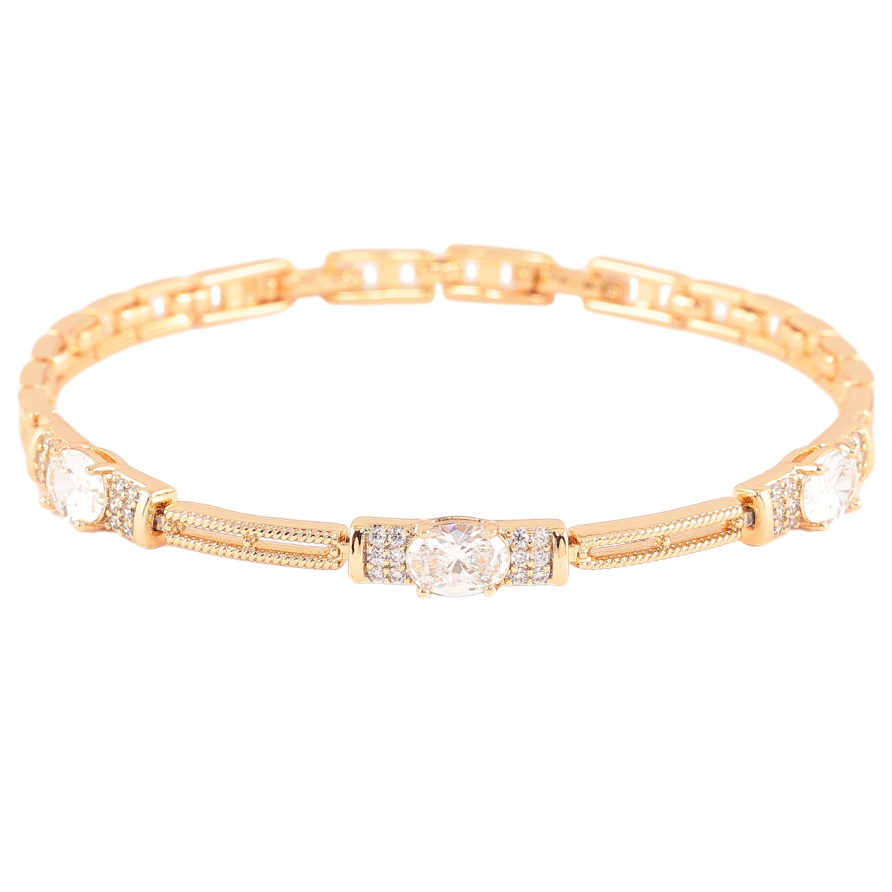 Браслет Xuping Позолота 18K «Візерунок з інкрустацією цирконієм і фіанітами» довжина з доп. замком 17,19см фото №1