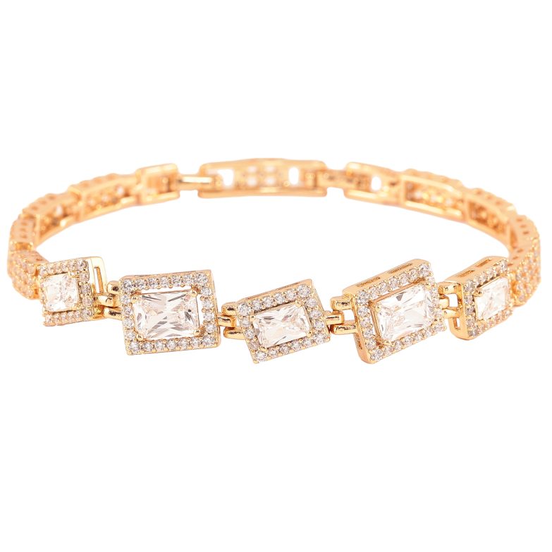 Браслет Xuping Позолота 18K Фианиты в обрамлении циркония длинна с доп. замком 17,19см фото №1 Браслет Xuping Позолота 18K Фианиты в обрамлении циркония длинна с доп. замком 17,19см фото №1