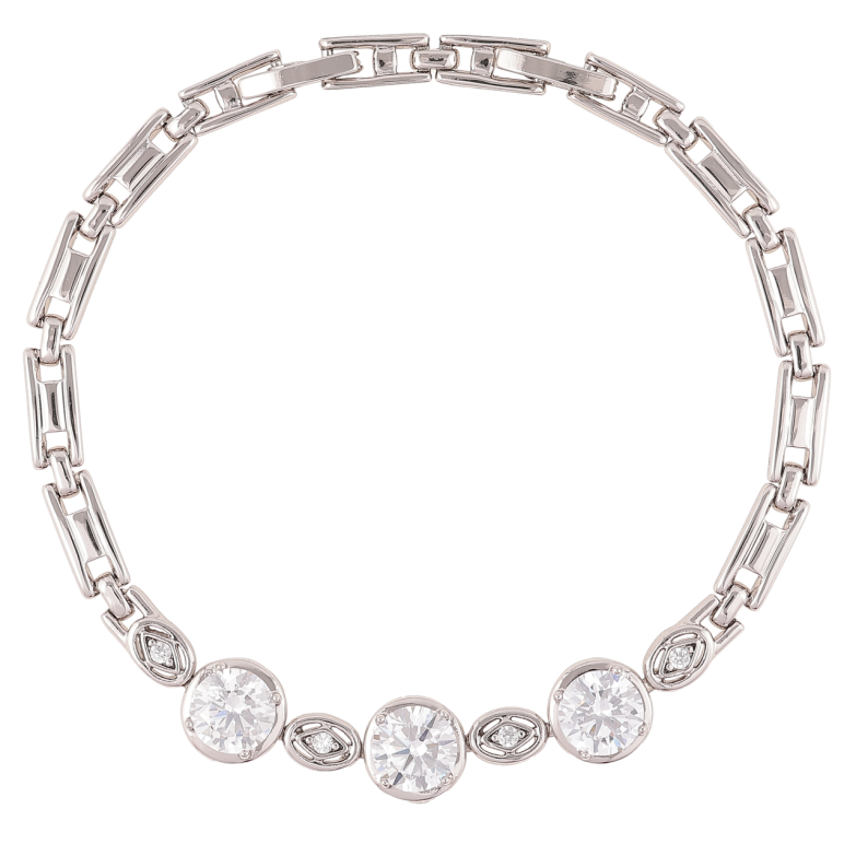 Браслет Xuping Родій «Візерунок з трьома фіанітами» розмір з доп. замком 17,19см фото №1