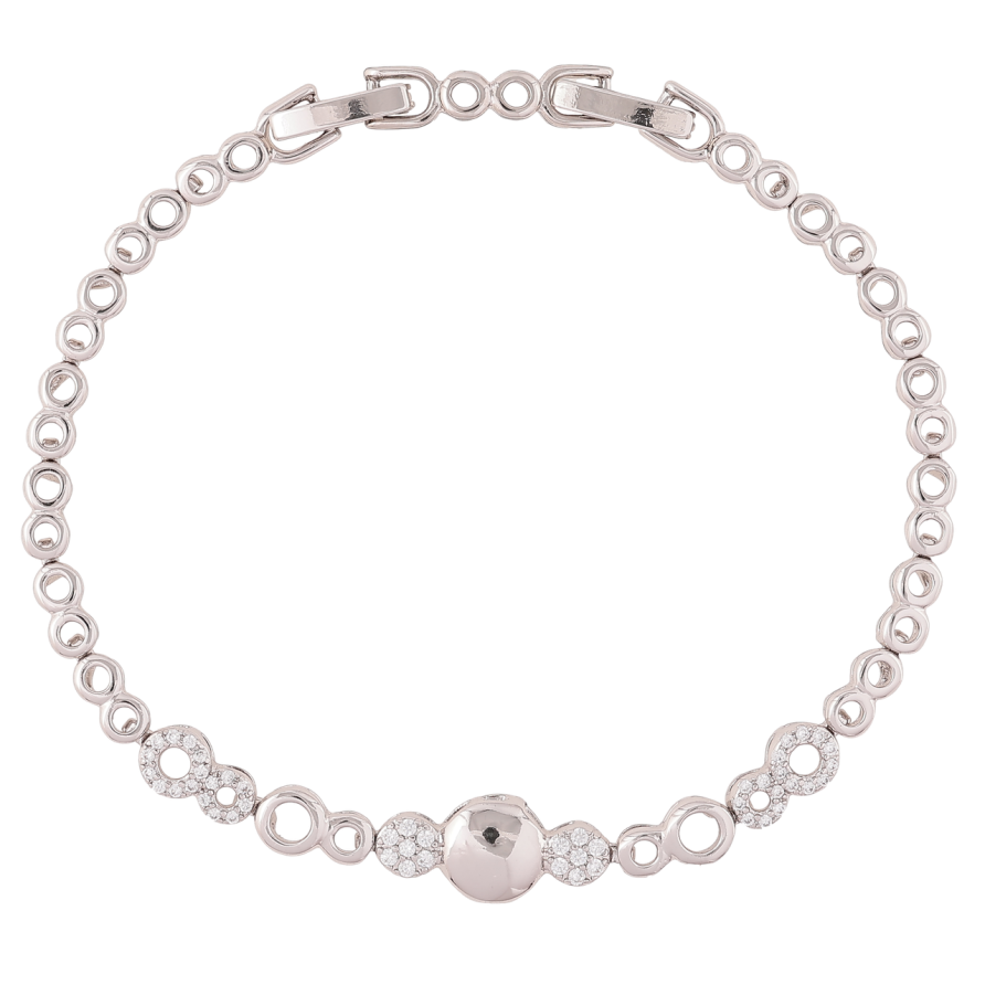 Браслет Xuping Родий Узор круги с цирконием размер с доп. замком 16.5,19см фото №1