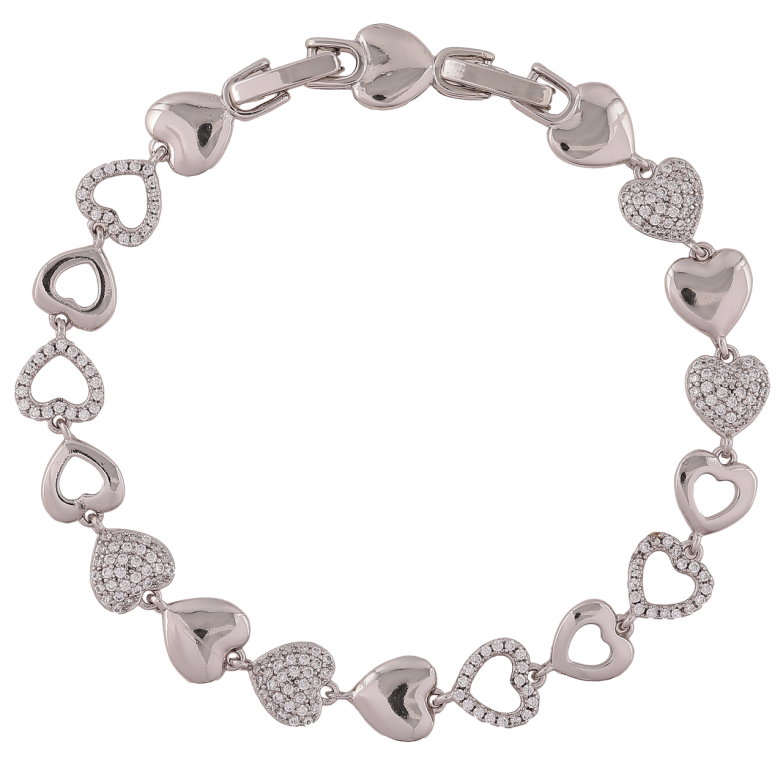 Браслет Xuping Родій «Сердечка з цирконієм» розмір з доп. замком 16.5,18.5см фото №1
