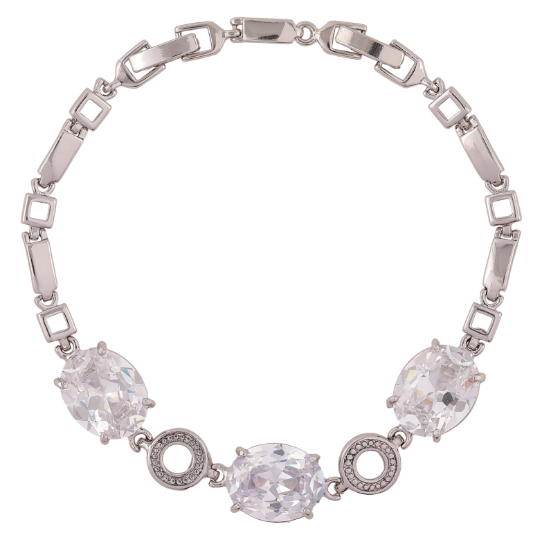 Браслет Xuping Родій «Візерунок з трьома фіанітами» розмір з доп. замком 18-21см фото №1