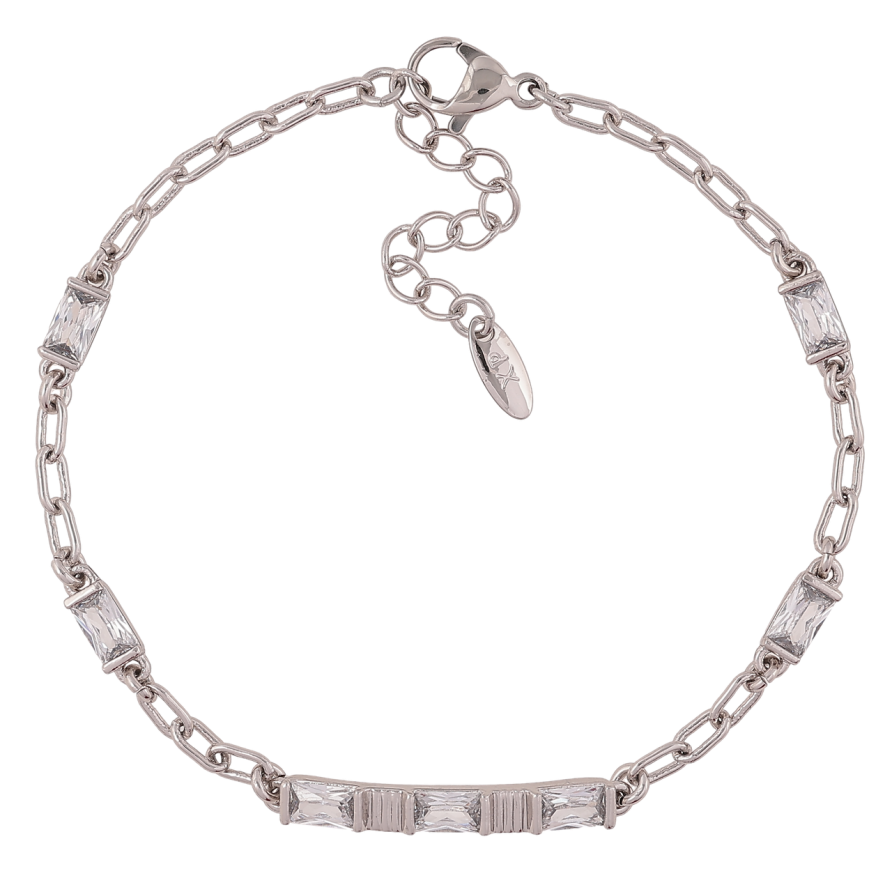 Браслет Xuping Родий Цепочка Якорная с фианитами размер с доп. цепочкой 17-20.5см фото №1 Браслет Xuping Родий Цепочка Якорная с фианитами размер с доп. цепочкой 17-20.5см фото №1