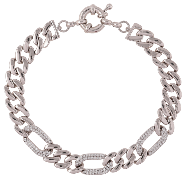Браслет Xuping Родий Цепочка Панцирная с цирконием размер 19см фото №13