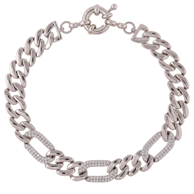 Браслет Xuping Родій «Ланцюжок Панцирний з цирконієм» розмір 19см фото №1