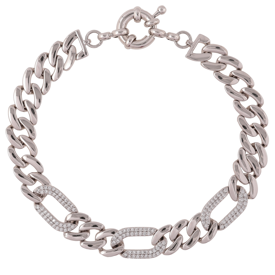 Браслет Xuping Родий Цепочка Панцирная с цирконием размер 19см фото №1