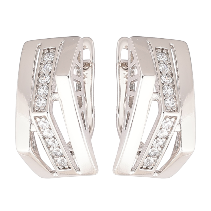 Серьги Xuping Родий английский замок Декоративный узор с дорожками циркония фото №13 Серьги Xuping Родий английский замок Декоративный узор с дорожками циркония фото №13