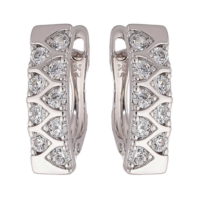 Серьги Xuping Родий английский замок Узор с цирконием фото №1 Серьги Xuping Родий английский замок Узор с цирконием фото №1