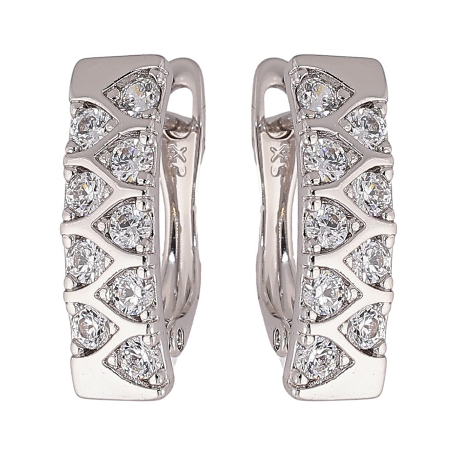 Серьги Xuping Родий английский замок Узор с цирконием фото №1 Серьги Xuping Родий английский замок Узор с цирконием фото №1