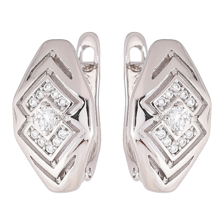 Серьги Xuping Родий английский замок Узор с цирконием фото №1