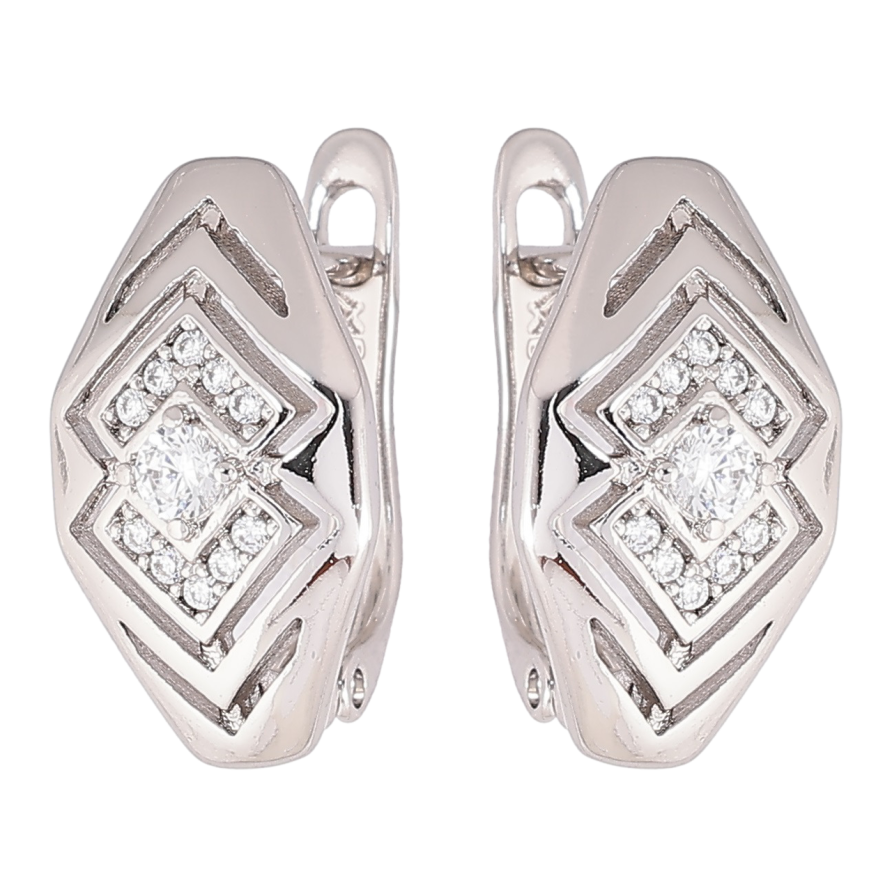 Серьги Xuping Родий английский замок Узор с цирконием фото №1