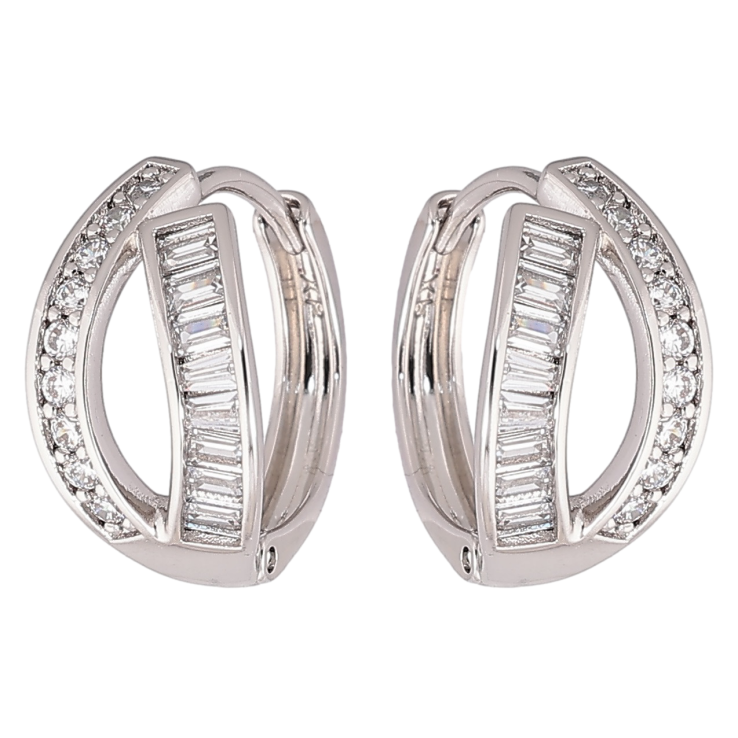 Серьги Xuping Родий колечки Узор из дорожек циркония фото №10 Серьги Xuping Родий колечки Узор из дорожек циркония фото №10