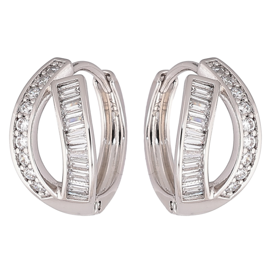 Серьги Xuping Родий колечки Узор из дорожек циркония фото №1