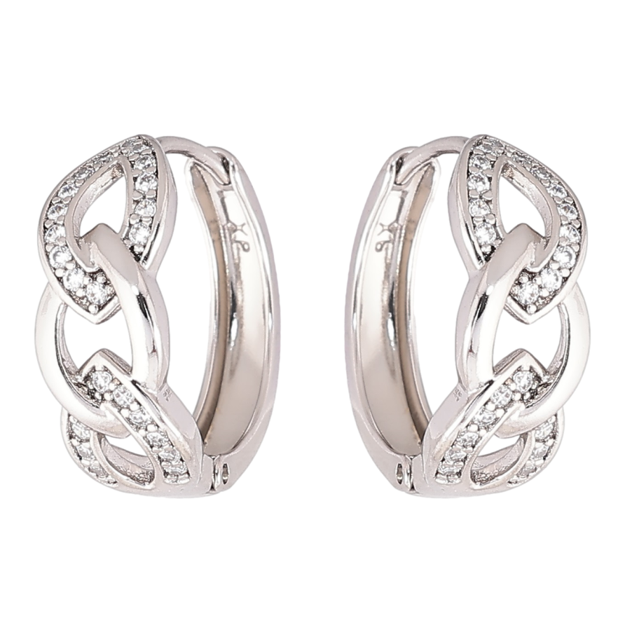 Серьги Xuping Родий колечки Узор цепочка с цирконием фото №1