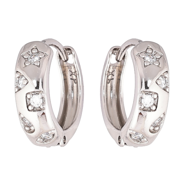 Серьги Xuping Родий колечки Декоративный узор с цирконием фото №3 Серьги Xuping Родий колечки Декоративный узор с цирконием фото №3