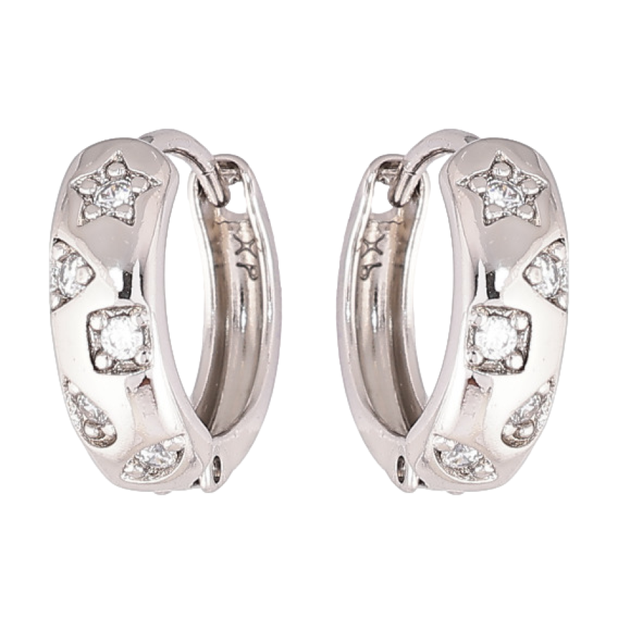 Серьги Xuping Родий колечки Декоративный узор с цирконием фото №1 Серьги Xuping Родий колечки Декоративный узор с цирконием фото №1