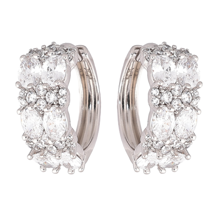 Серьги Xuping Родий колечки Инкрустация цирконием фото №11 Серьги Xuping Родий колечки Инкрустация цирконием фото №11