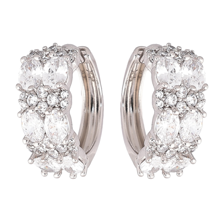 Серьги Xuping Родий колечки Инкрустация цирконием фото №1 Серьги Xuping Родий колечки Инкрустация цирконием фото №1