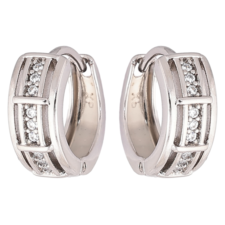 Серьги Xuping Родий колечки Узор с дорожками циркония фото №9 Серьги Xuping Родий колечки Узор с дорожками циркония фото №9