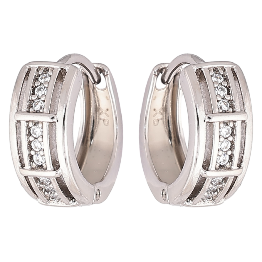 Серьги Xuping Родий колечки Узор с дорожками циркония фото №1