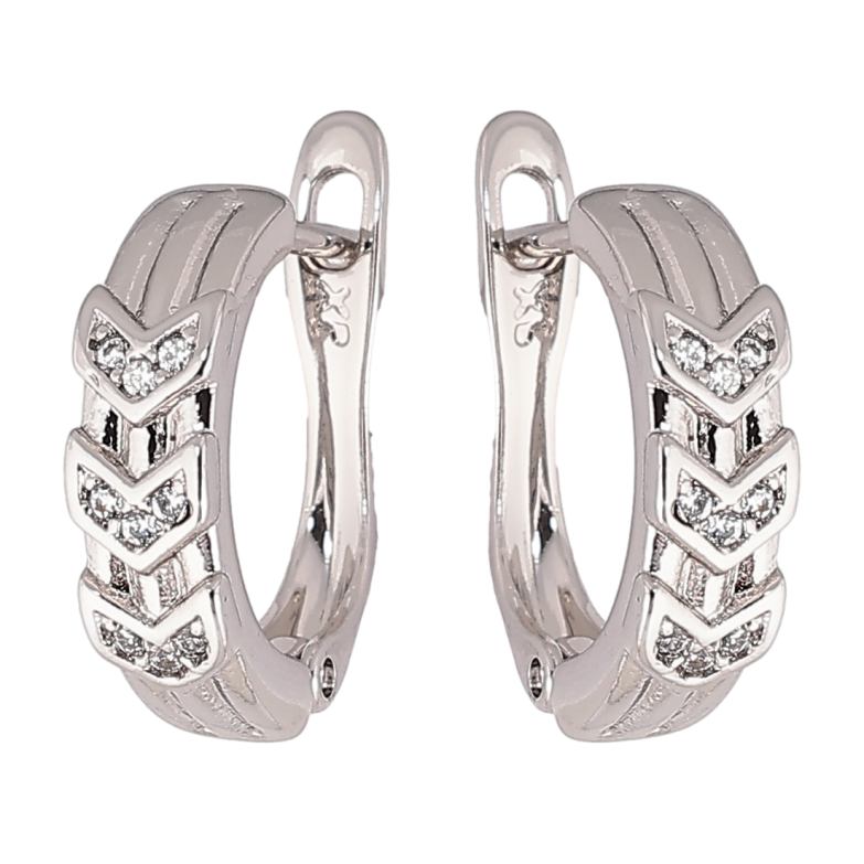 Серьги Xuping Родий английский замок Узор с цирконием фото №1 Серьги Xuping Родий английский замок Узор с цирконием фото №1