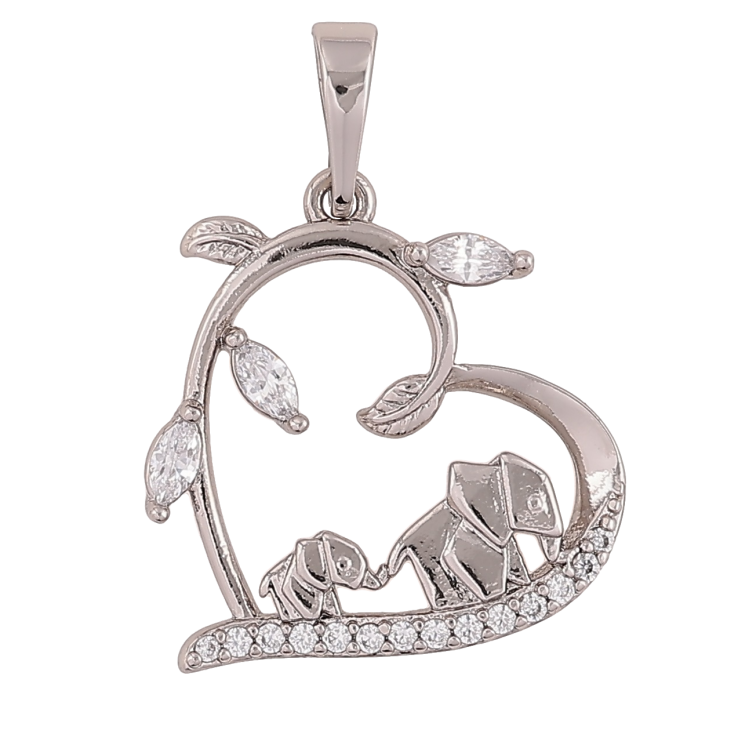 Кулон Xuping Родій «Серце з цирконієм і слонами» для ланцюжка до 5мм фото №3 Кулон Xuping Родій «Серце з цирконієм і слонами» для ланцюжка до 5мм фото №3
