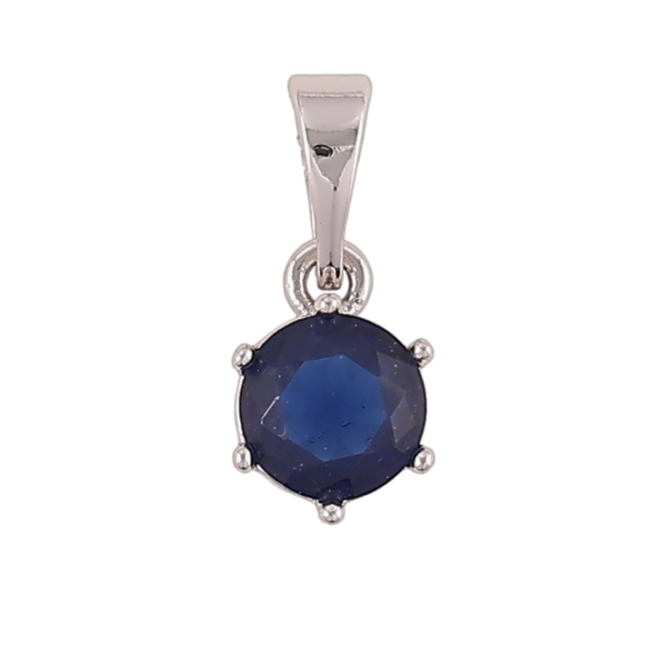 Кулон Xuping Родій «Синій фіаніт у 6-ти крапановій оправі, ø 6мм» для ланцюжка до 5мм фото №2 Кулон Xuping Родій «Синій фіаніт у 6-ти крапановій оправі, ø 6мм» для ланцюжка до 5мм фото №2