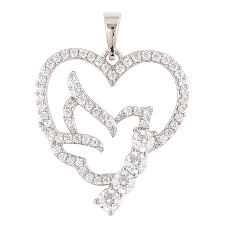 Кулон Xuping Родій «Птах у сердечку з інкрустацією цирконієм» для ланцюжка до 5мм фото №1 Кулон Xuping Родій «Птах у сердечку з інкрустацією цирконієм» для ланцюжка до 5мм фото №1