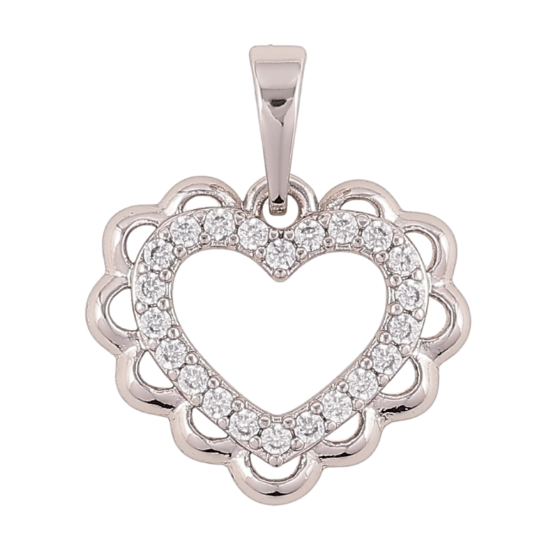 Кулон Xuping Родий Сердечко с цирконием для цепочки до 6мм фото №1