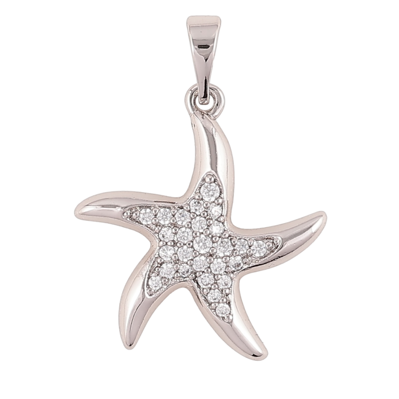 Кулон Xuping Родій «Морська зірка з інкрустацією цирконієм» для ланцюжка до 5мм фото №1