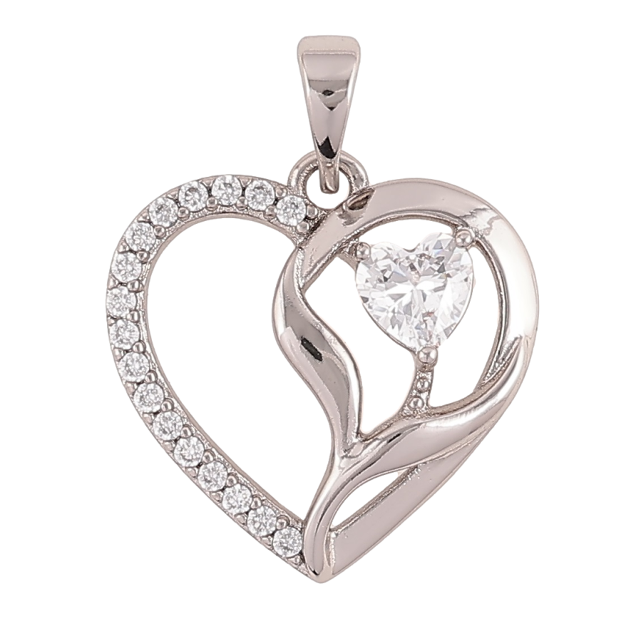 Кулон Xuping Родий Сердце с цирконием для цепочки до 5мм фото №1 Кулон Xuping Родий Сердце с цирконием для цепочки до 5мм фото №1
